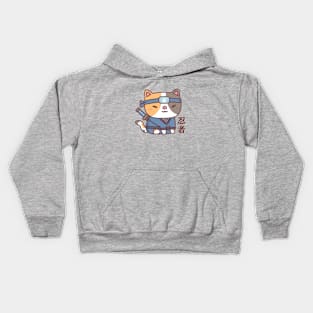 Cute Ninja Cat Doodle Kids Hoodie